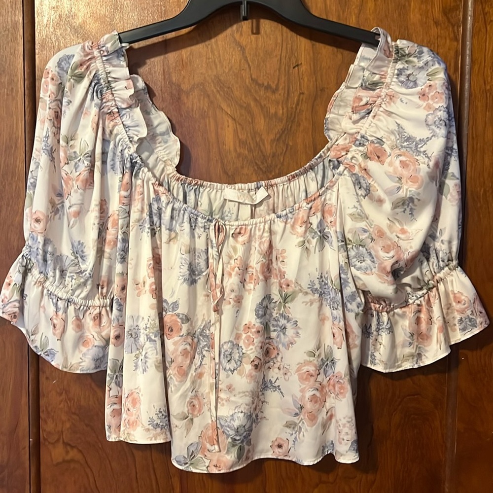 Wayf Floral Satin Top